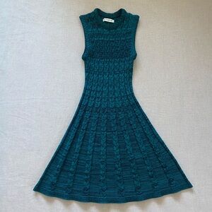 Amanda Uprichard teal cable knit dress.